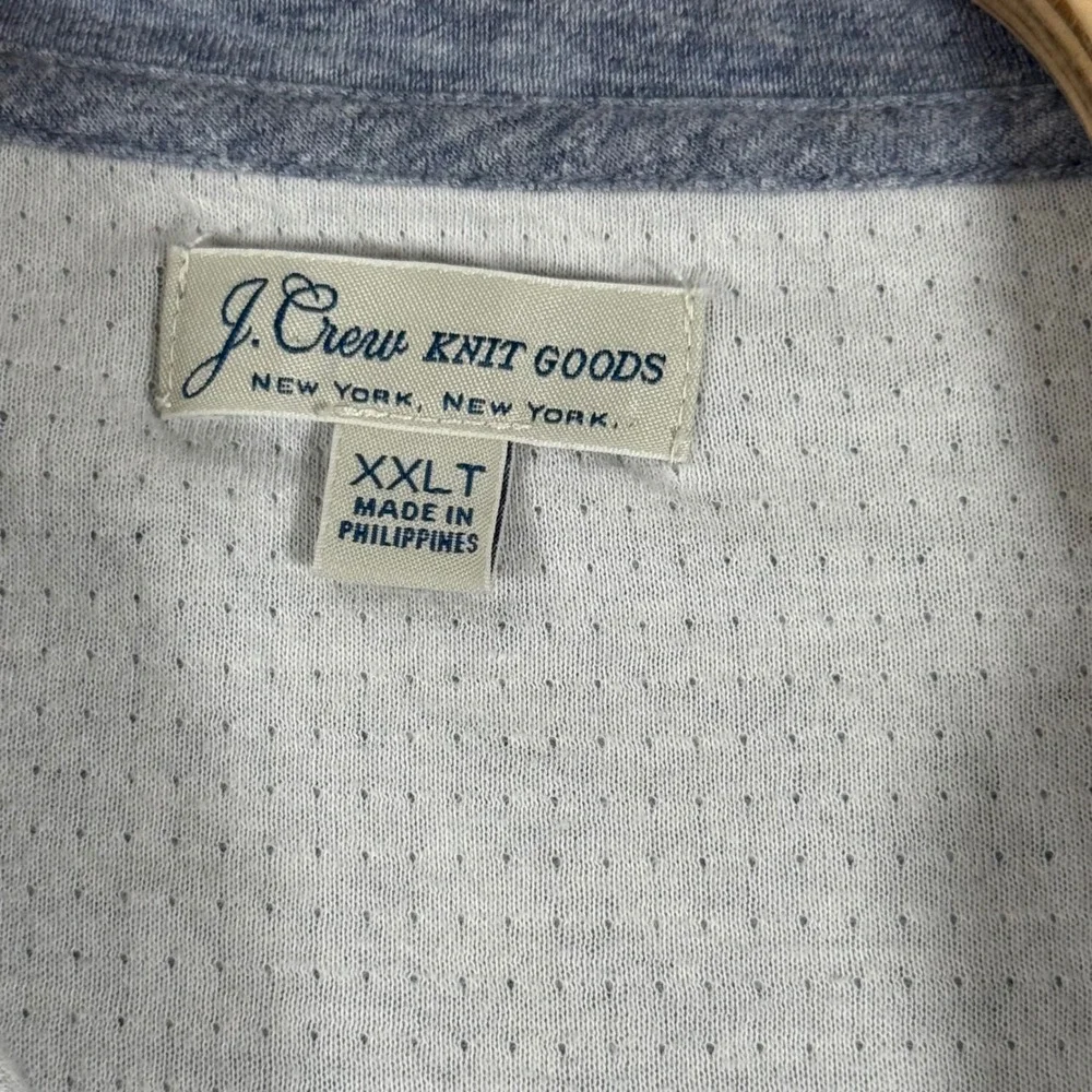 J. Crew Knit Goods 1/4 Zip Pullover Long Sleeve Blue Heathered Top XXL Tall Golf